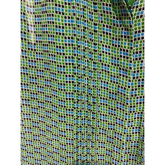 Liz Claiborne Button Front Sleeveless Blouse Green Blue Plus Sz 2X Checkered - Picture 5 of 11